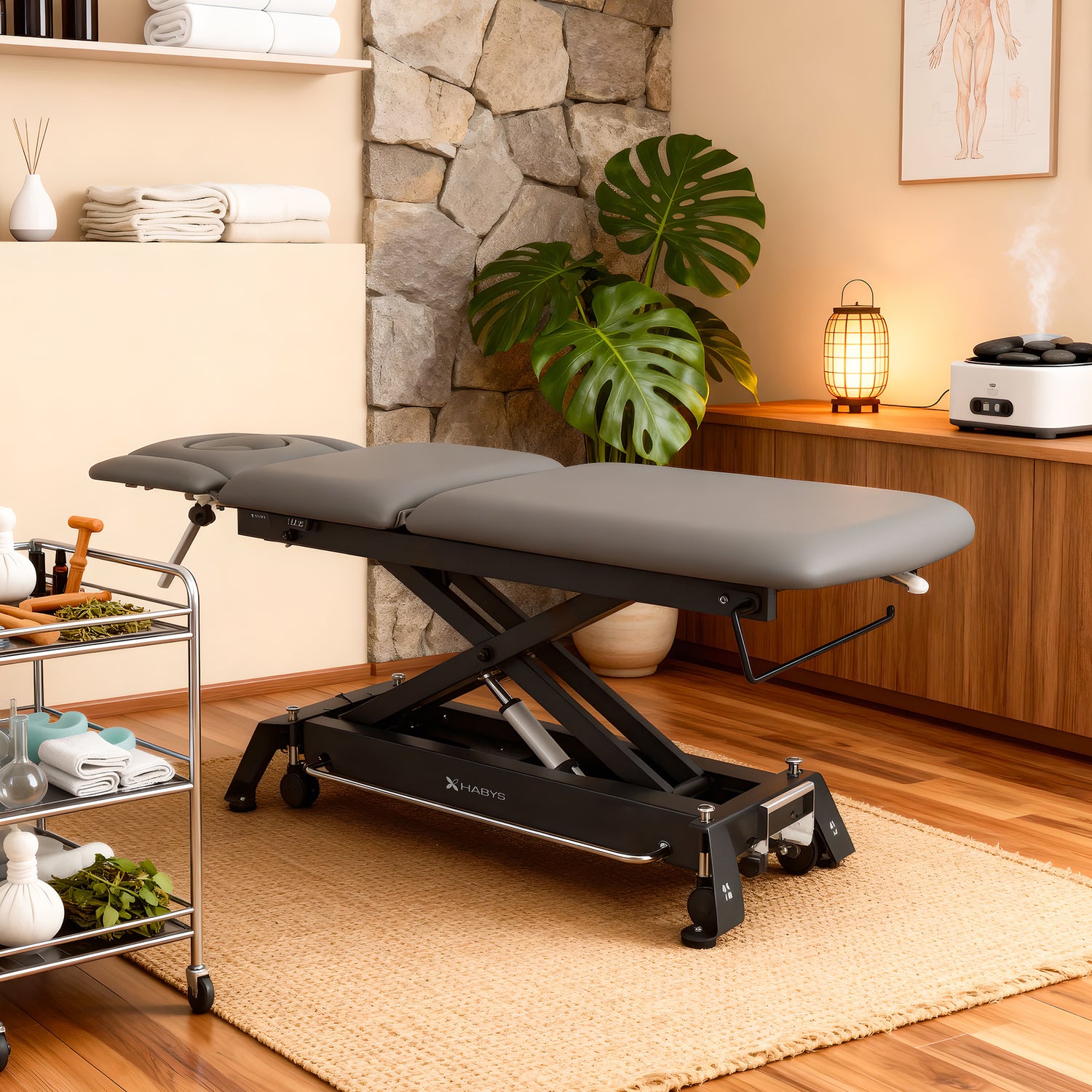 Therapieliege Elektrisch Evero Cross X5 Ergo | 5-Segmente | Steuerrahmen | Grau-Schwarz | 3 Jahre Garantie