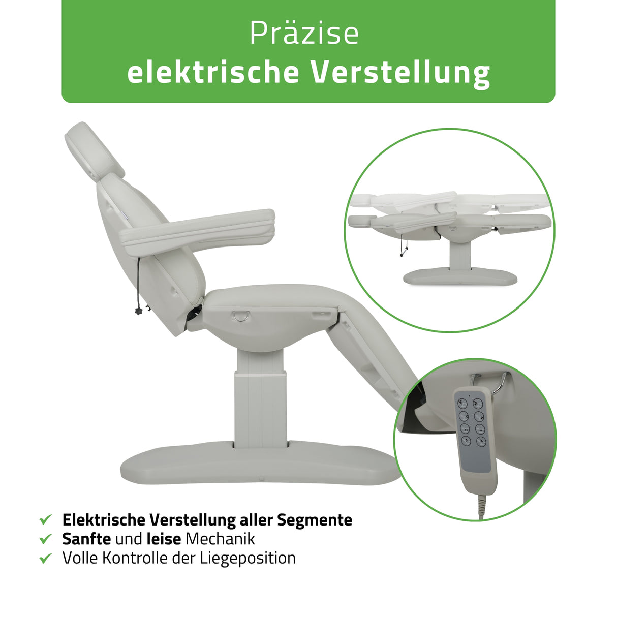 Kosmetikliege Elektrisch | Ravia PRO 3 | Kosmetiksessel mit elektrischer Verstellung | Handfernbedienung | 4 Elektromotoren