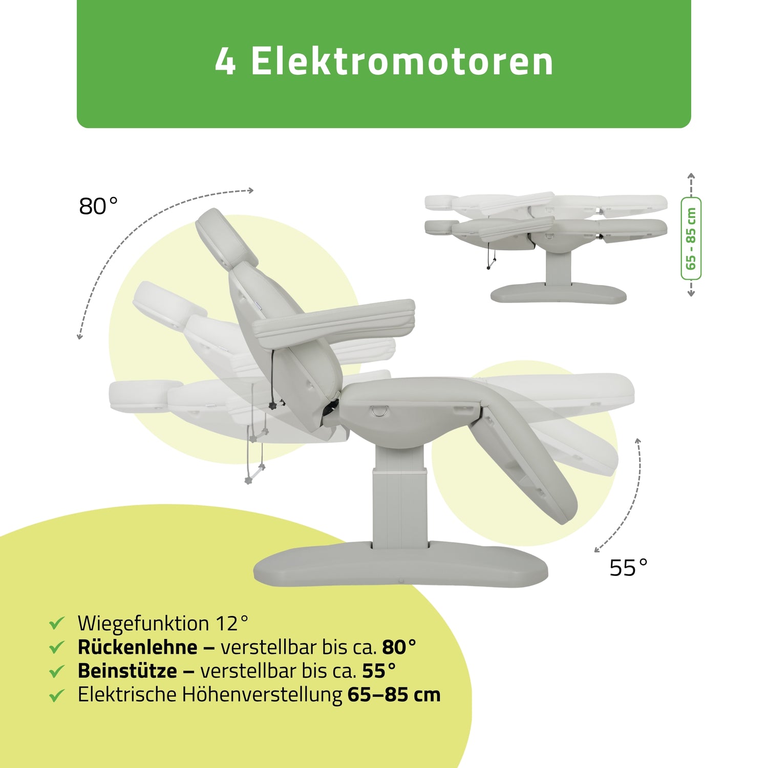Kosmetikliege Elektrisch | Ravia PRO 3 | Kosmetiksessel mit elektrischer Verstellung | Handfernbedienung | 4 Elektromotoren