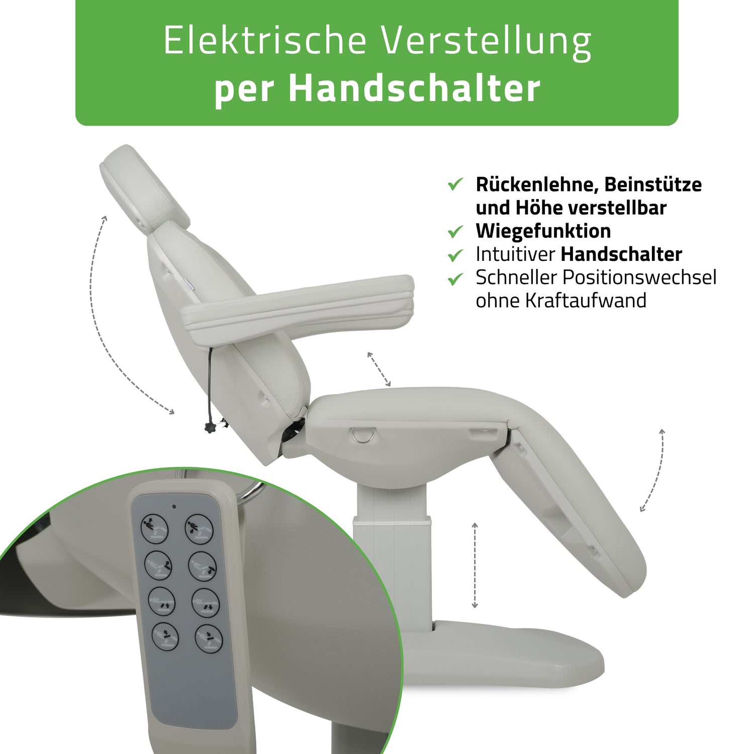Kosmetikliege Elektrisch | Ravia PRO 3 | Kosmetiksessel mit elektrischer Verstellung | Handfernbedienung | 4 Elektromotoren