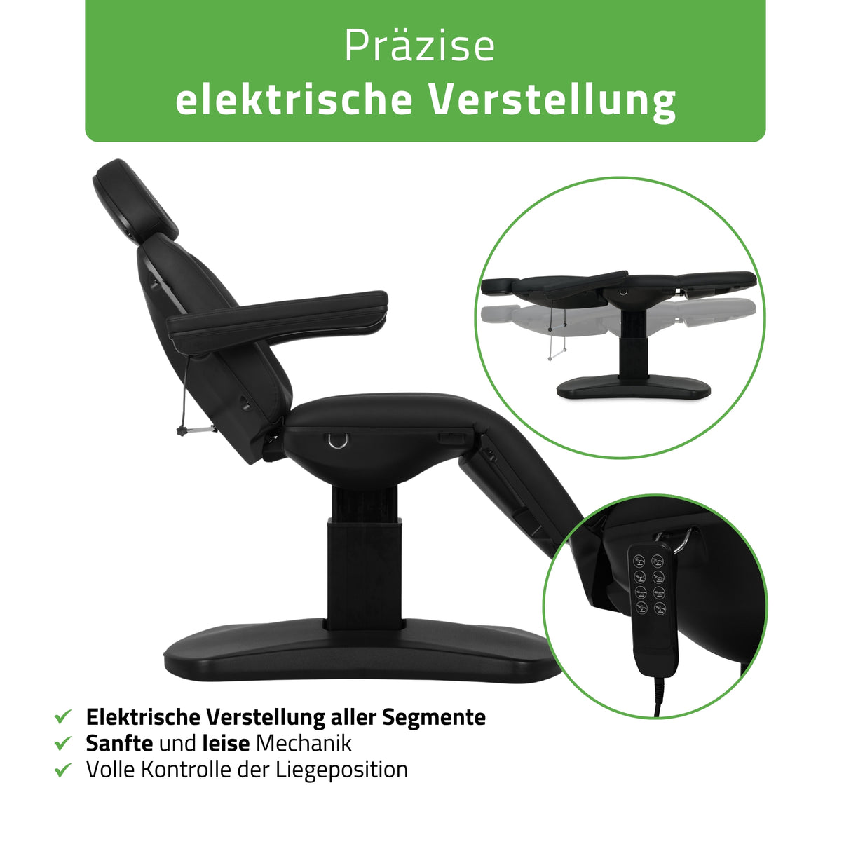 Kosmetikliege Elektrisch | Ravia PRO 3 | Kosmetiksessel mit elektrischer Verstellung | Handfernbedienung | 4 Elektromotoren