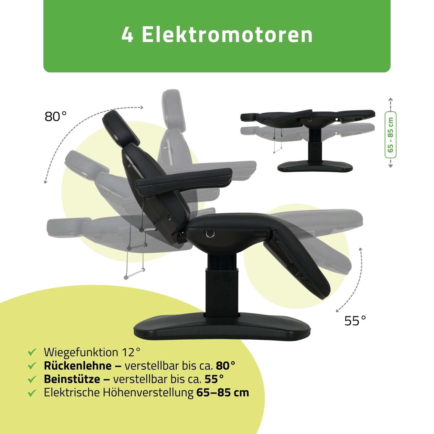 Kosmetikliege Elektrisch | Ravia PRO 3 | Kosmetiksessel mit elektrischer Verstellung | Handfernbedienung | 4 Elektromotoren