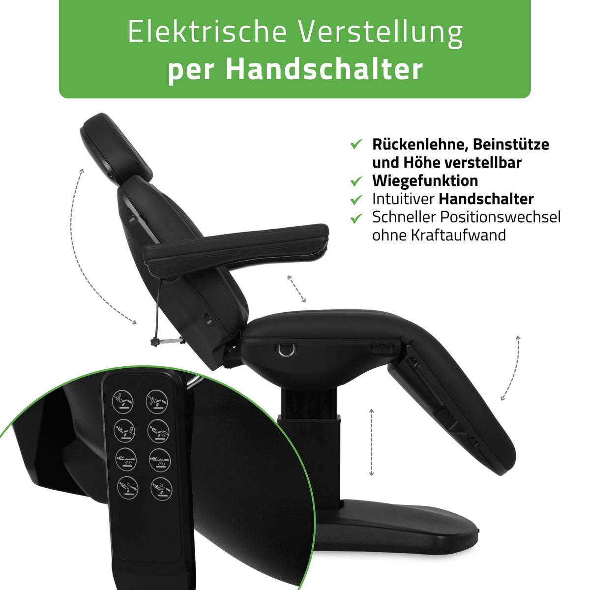 Kosmetikliege Elektrisch | Ravia PRO 3 | Kosmetiksessel mit elektrischer Verstellung | Handfernbedienung | 4 Elektromotoren
