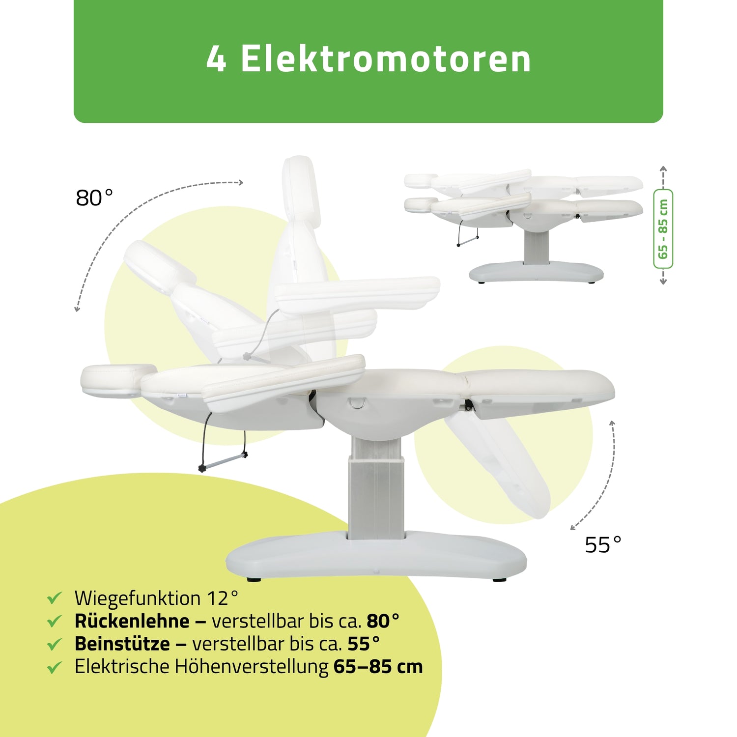 Kosmetikliege Elektrisch | Ravia PRO 3 | Kosmetiksessel mit elektrischer Verstellung | Handfernbedienung | 4 Elektromotoren
