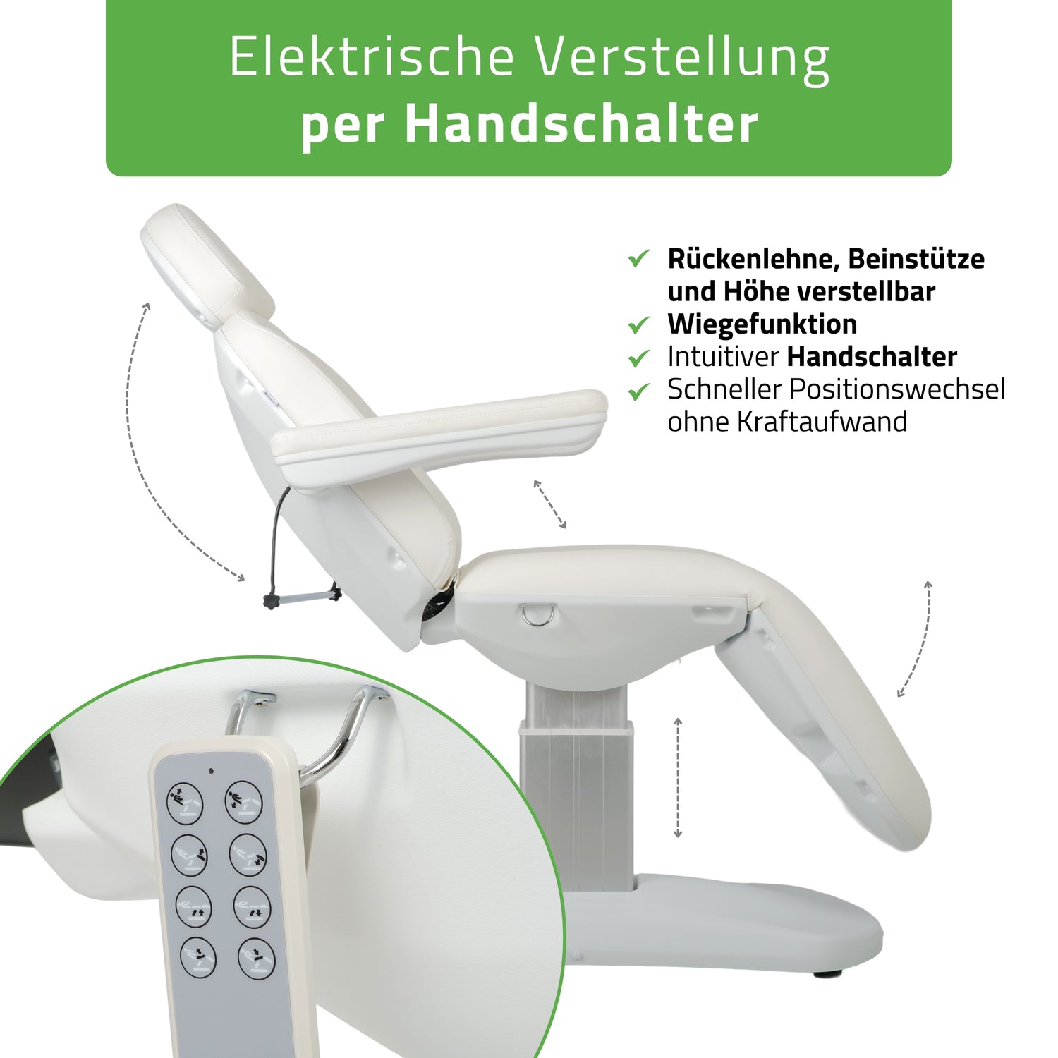 Kosmetikliege Elektrisch | Ravia PRO 3 | Kosmetiksessel mit elektrischer Verstellung | Handfernbedienung | 4 Elektromotoren