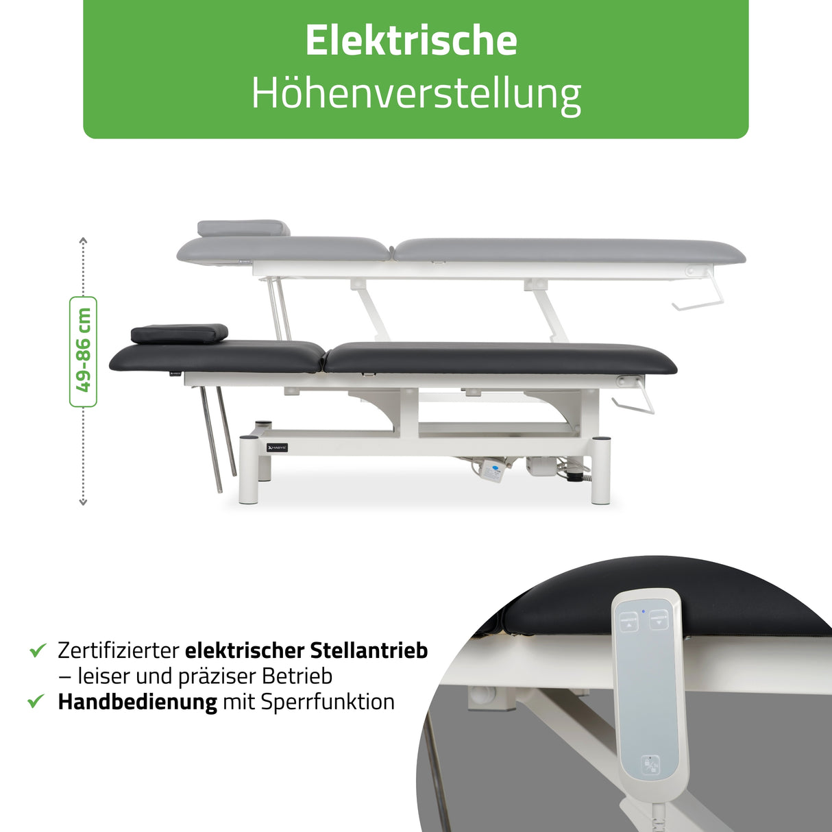 Massageliege Elektrisch Optima | 2-Segmente | Handfernbedienung