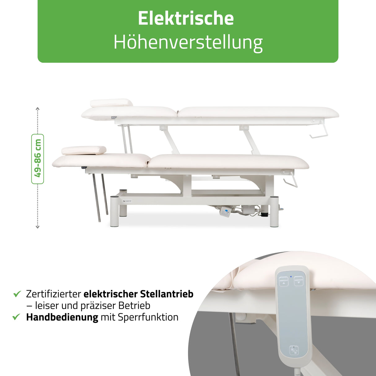 Massageliege Elektrisch Optima | 2-Segmente | Handfernbedienung