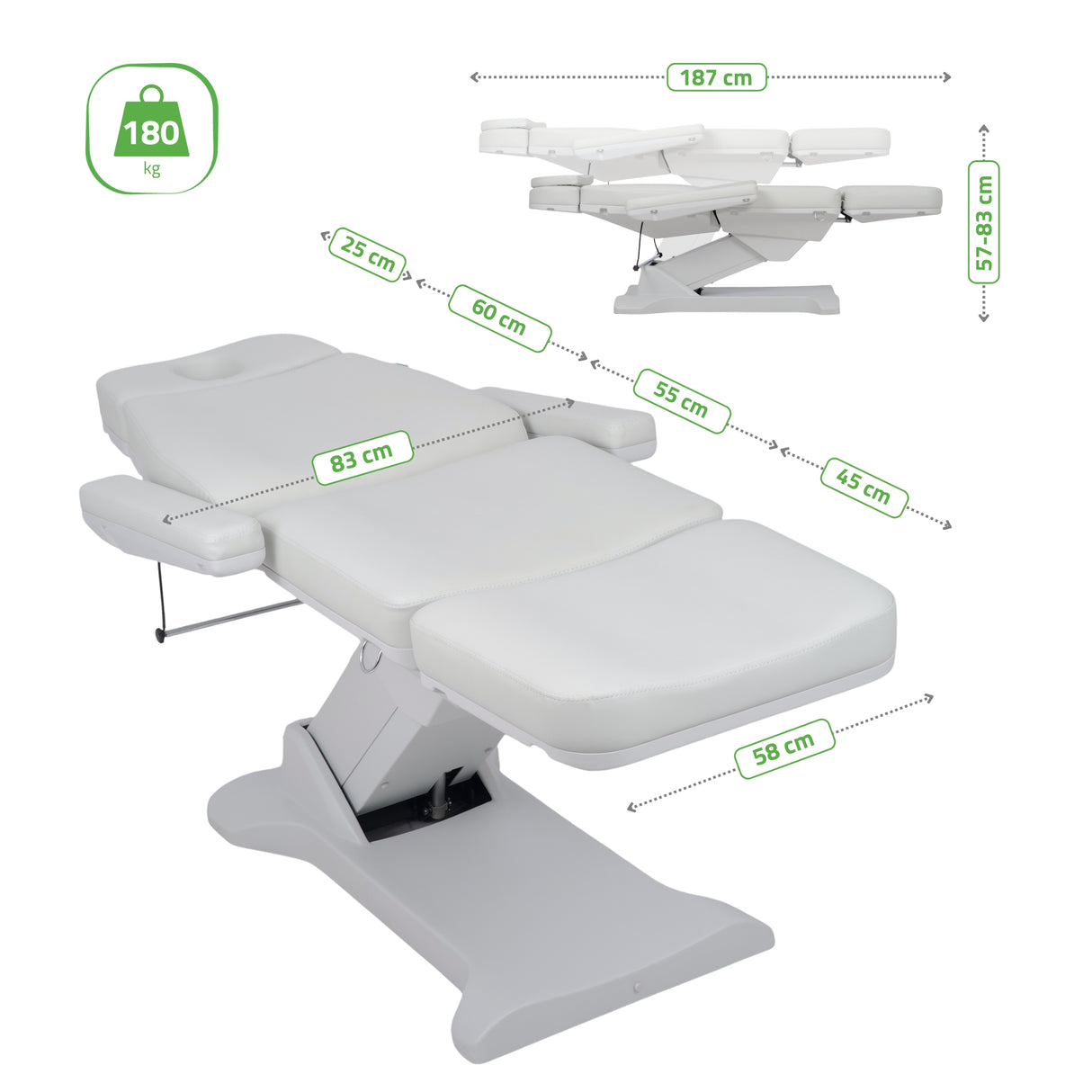 Kosmetikliege Elektrisch | Selia PRO 4 | Kosmetiksessel mit elektrischer Verstellung | Handfernbedienung | 3 Jahre Garantie