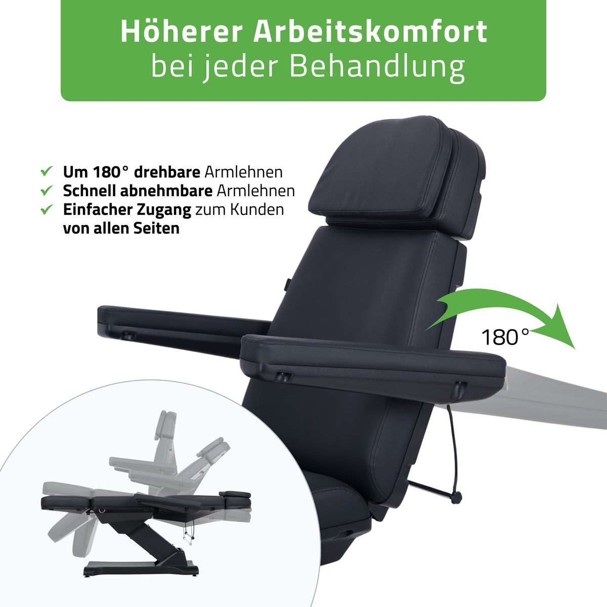 Kosmetikliege Elektrisch | Selia PRO 4 | Kosmetiksessel mit elektrischer Verstellung | Handfernbedienung
