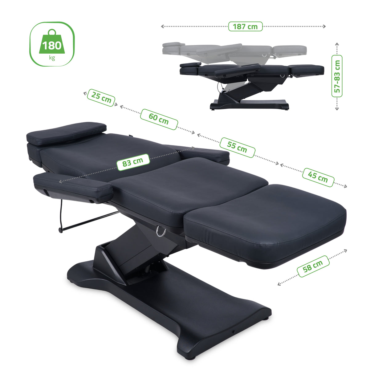 Kosmetikliege Elektrisch | Selia PRO 4 | Kosmetiksessel mit elektrischer Verstellung | Handfernbedienung | 3 Jahre Garantie