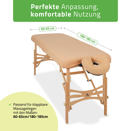 Set | Einteiliges Frottee Spannlaken für klappbare Massageliegen 60-65/180-185 | + Frottee-Bezug für die Kopfstütze