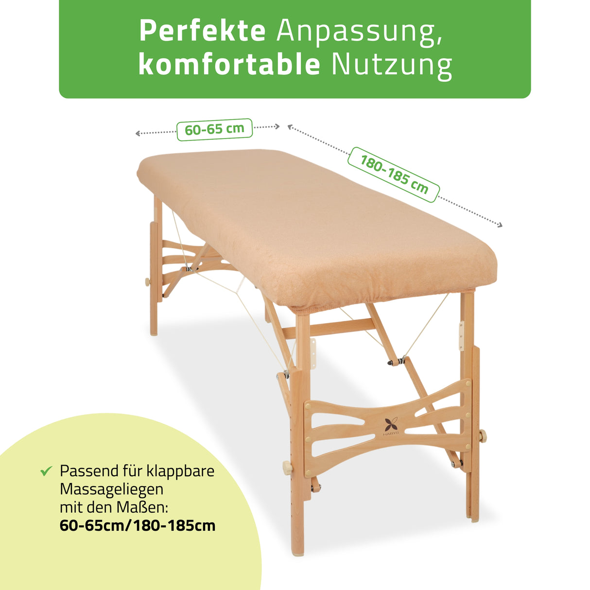 Frottee Bezug für klappbare Massageliegen | 1-teilig | 60-65/180-185 cm