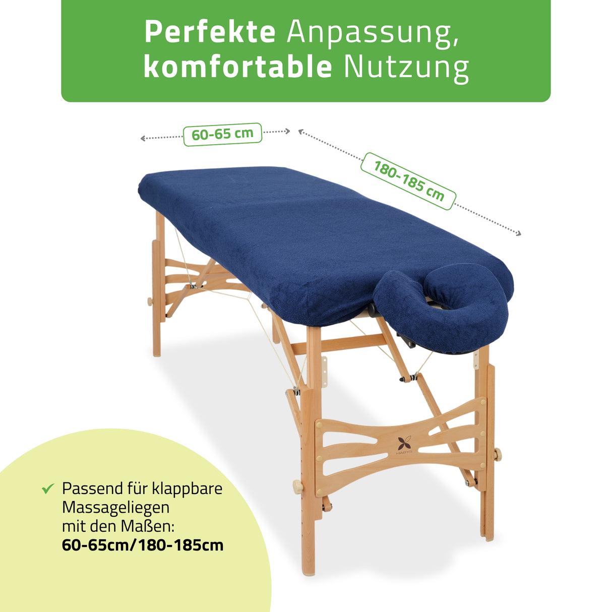 Set | Einteiliges Frottee Spannlaken für klappbare Massageliegen 60-65/180-185 | + Frottee-Bezug für die Kopfstütze