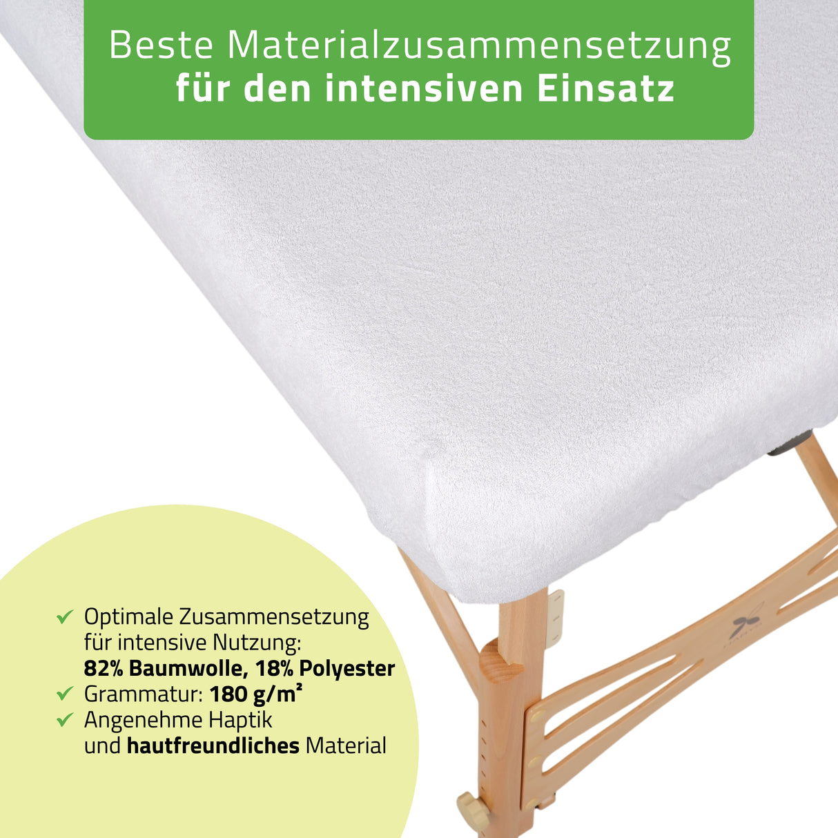Set | Einteiliges Frottee Spannlaken für klappbare Massageliegen 60-65/180-185 | + Frottee-Bezug für die Kopfstütze