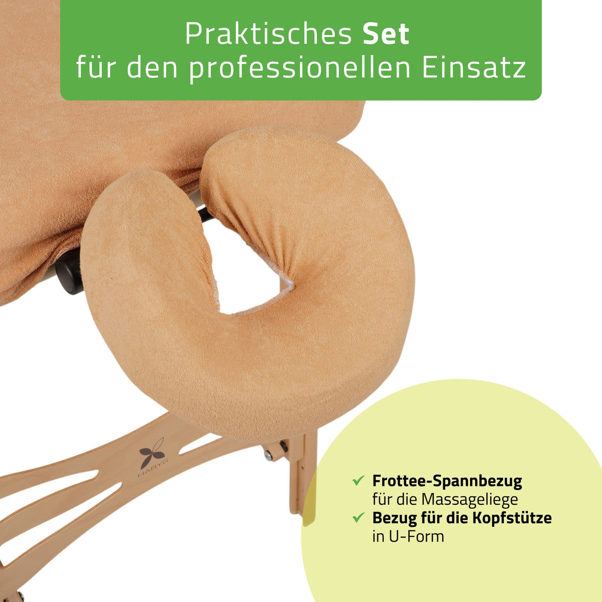 Set | Einteiliges Frottee Spannlaken für klappbare Massageliegen 70-75/180-185 | + Frottee-Bezug für die Kopfstütze