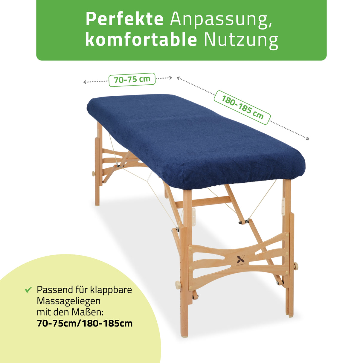 Frottee Bezug für klappbare Massageliegen | 1-teilig | 70-75/180-185 cm