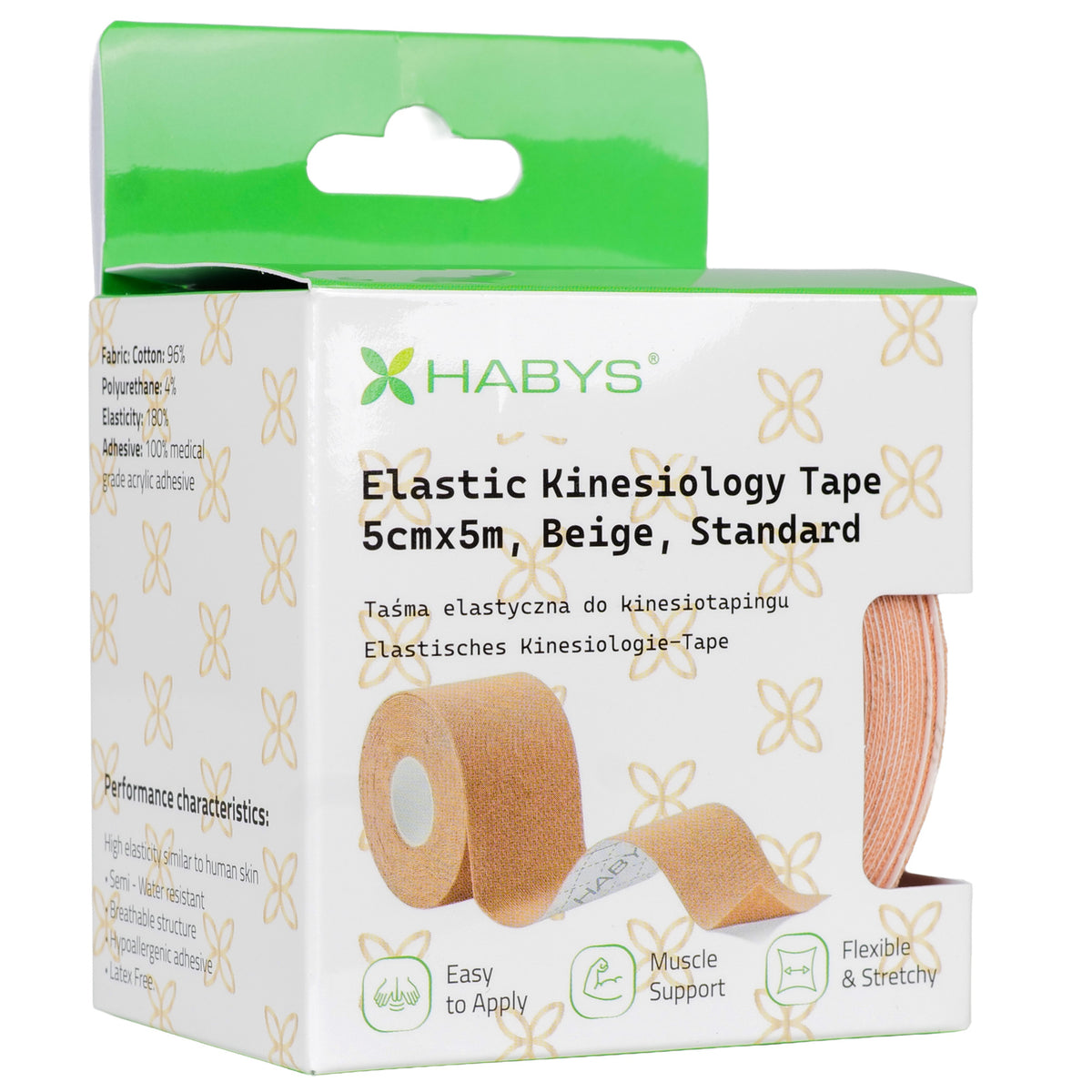 Habys Kinesiologie Tape Standard | elastisches Tape | 5cm × 5m
