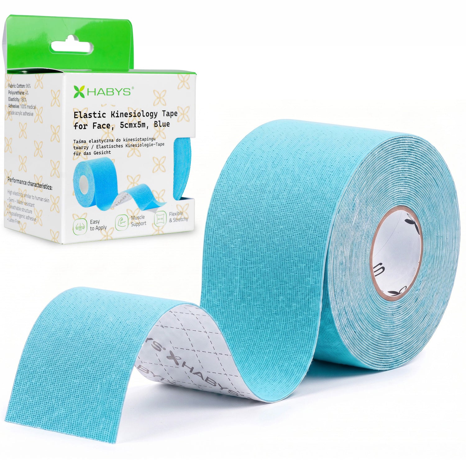 Habys Kinesiologie Tape Gesicht | elastisches Tape | 5cm × 5m |  Face