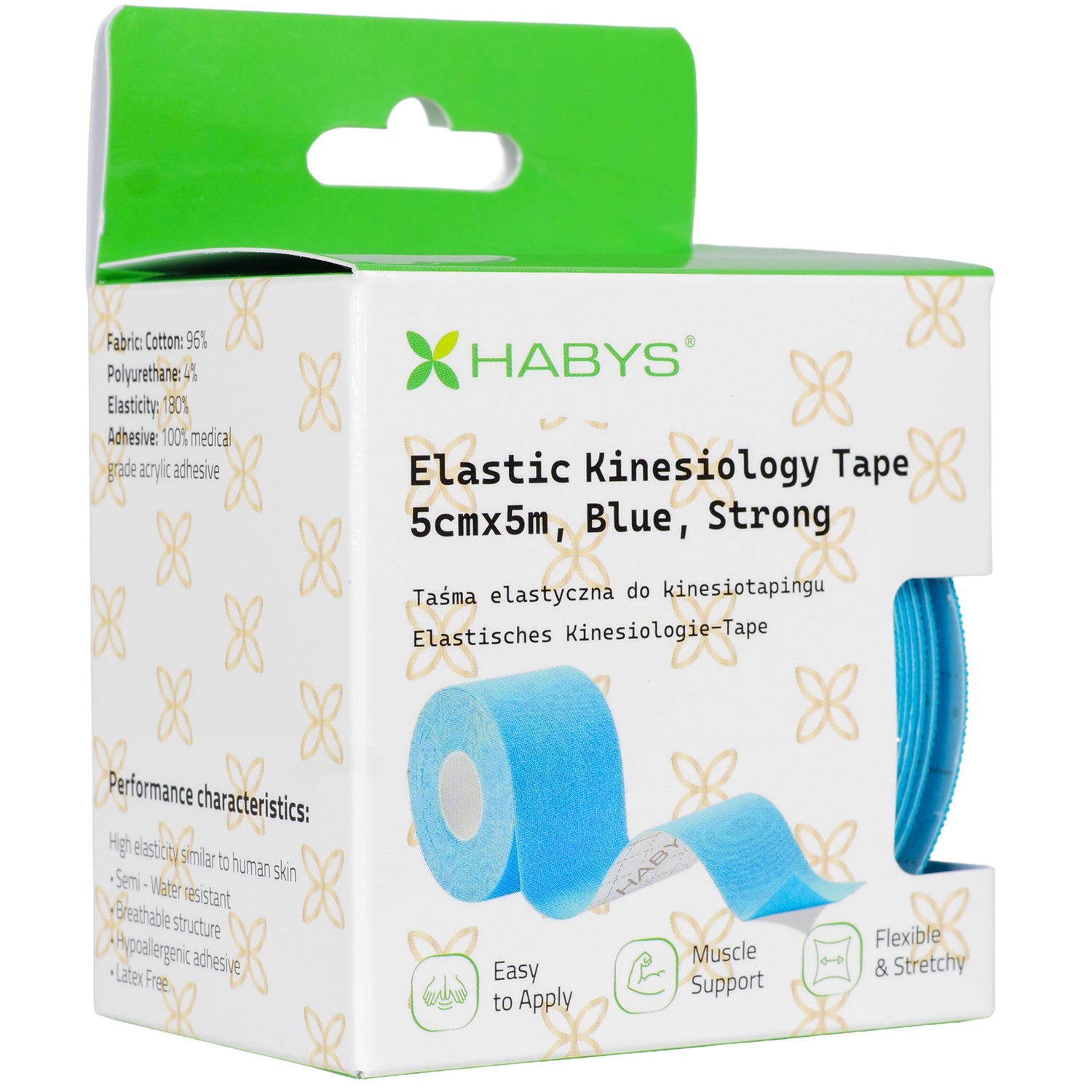 Habys Kinesiologie Tape Strong | elastisches Tape | 5cm × 5m