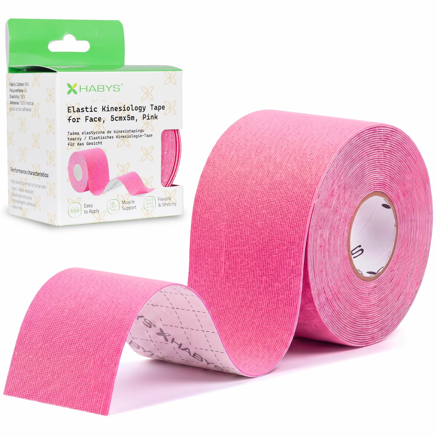 Habys Kinesiologie Tape Gesicht | elastisches Tape | 5cm × 5m |  Face