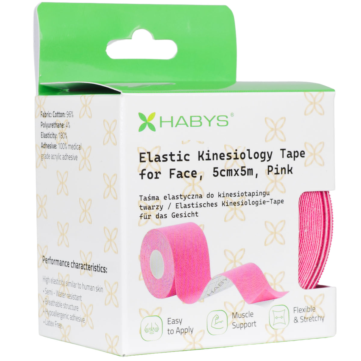 Habys Kinesiologie Tape Gesicht | elastisches Tape | 5cm × 5m |  Face