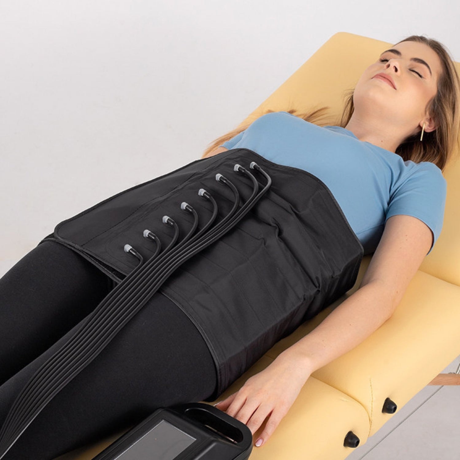 Habys Manschette für die Lymphdrainage | an Hüfte und Bauch | Universalgröße Luftschläuche | 8-Kammer-System