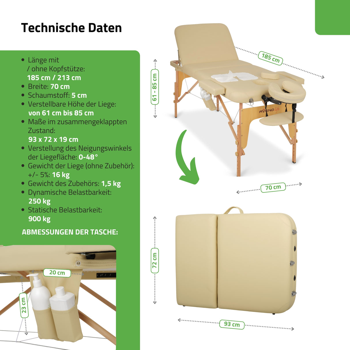 Massageliege Klappbar Bianca | Kosmetikliege