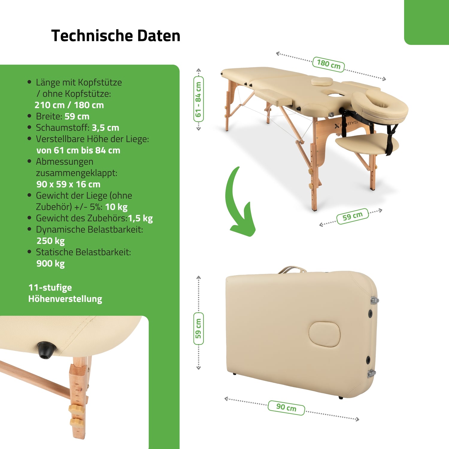 Massageliege Klappbar Lira | 59 cm