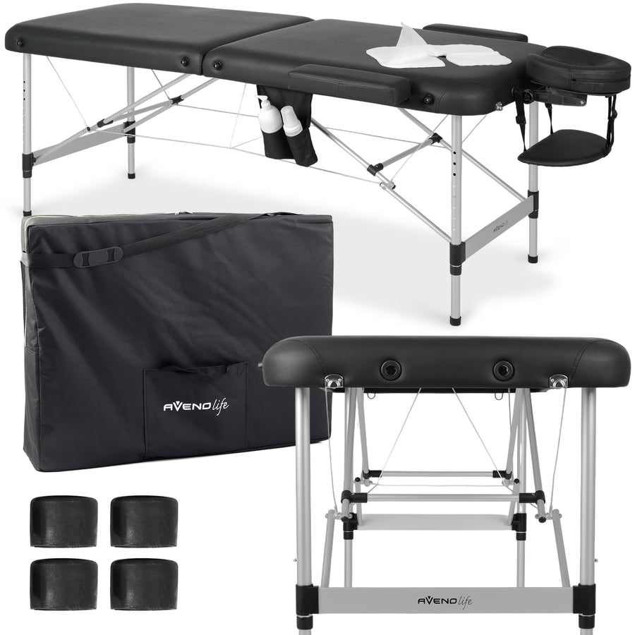 Massagetafel Inklapbaar Nadia | Cosmetische Massagetafel | Zwart 70 cm