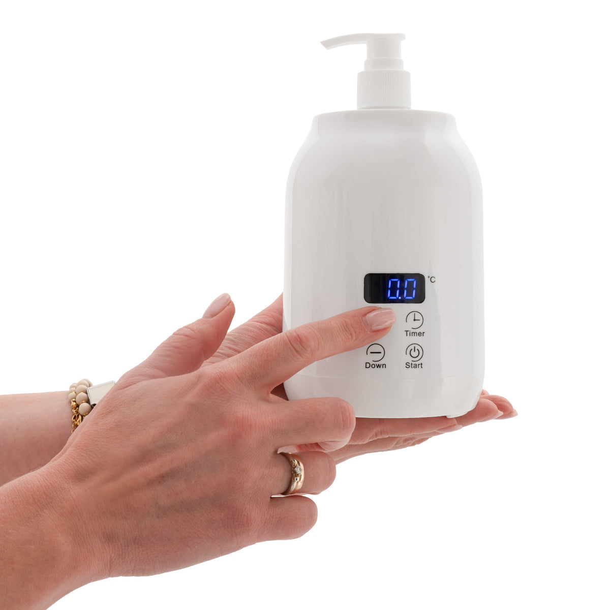 Habys Massageöl-Erwärmer | mit zwei 250 ml Flaschen | Weiß