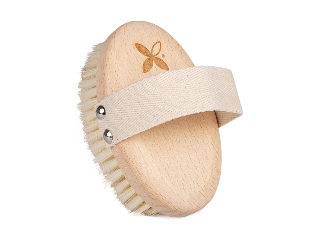 Massagebürste für die Trockenmassage | gebleichte Borsten | Trockenbürste weich