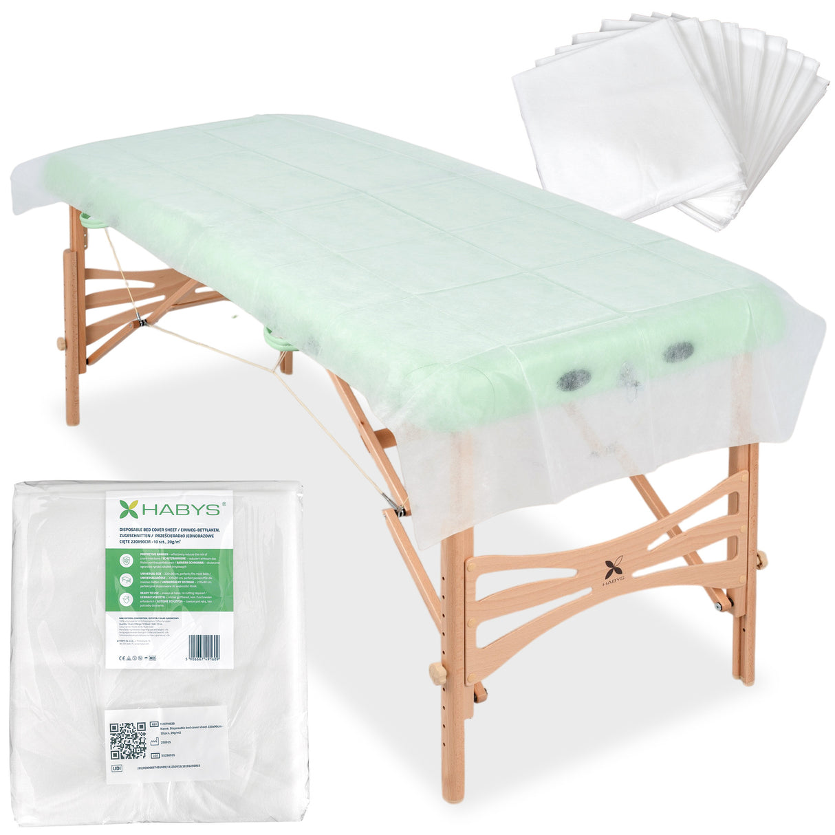 Vlies Einwegauflagen geschnitten | 220x90 cm | 10 Stück | Weiß