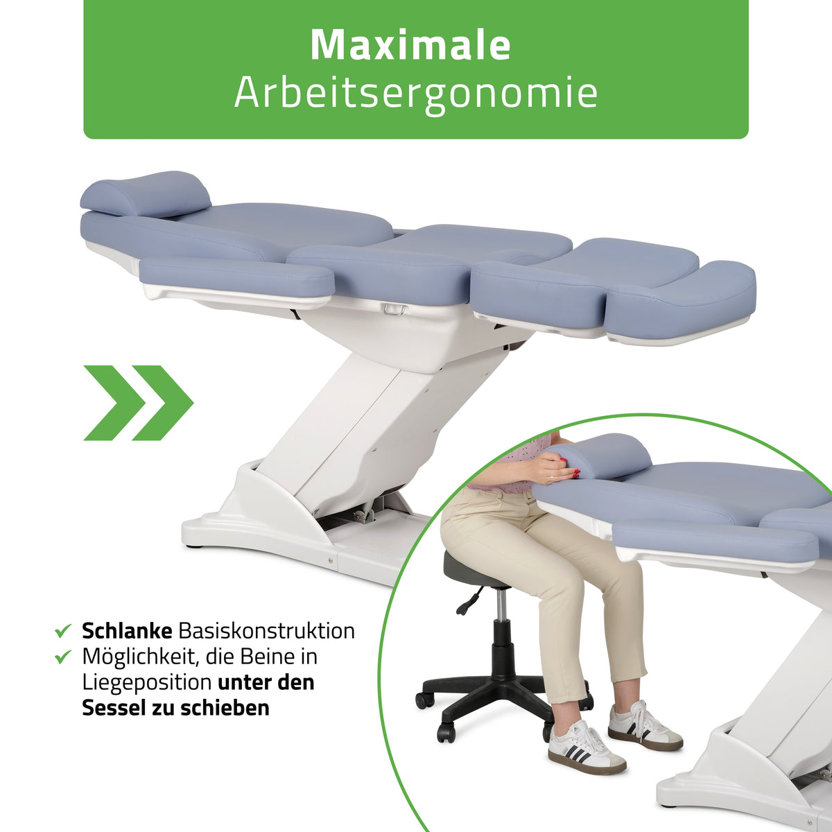 Behandelstoel Elektrisch | Elara PRO 4 | Cosmetische stoel met elektrische verstelling | Bedieningsframe | 3 Motoren