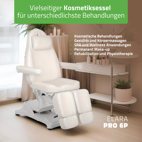 Kosmetikliege Elektrisch | Elara PRO 6P | Kosmetiksessel mit elektrischer Verstellung