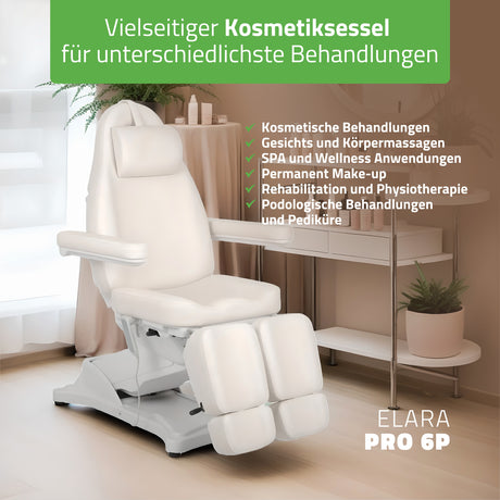 Behandelstoel Elektrisch | Elara PRO 6P | Cosmetische stoel met elektrische verstelling | Handbediening | 2 Motoren 
