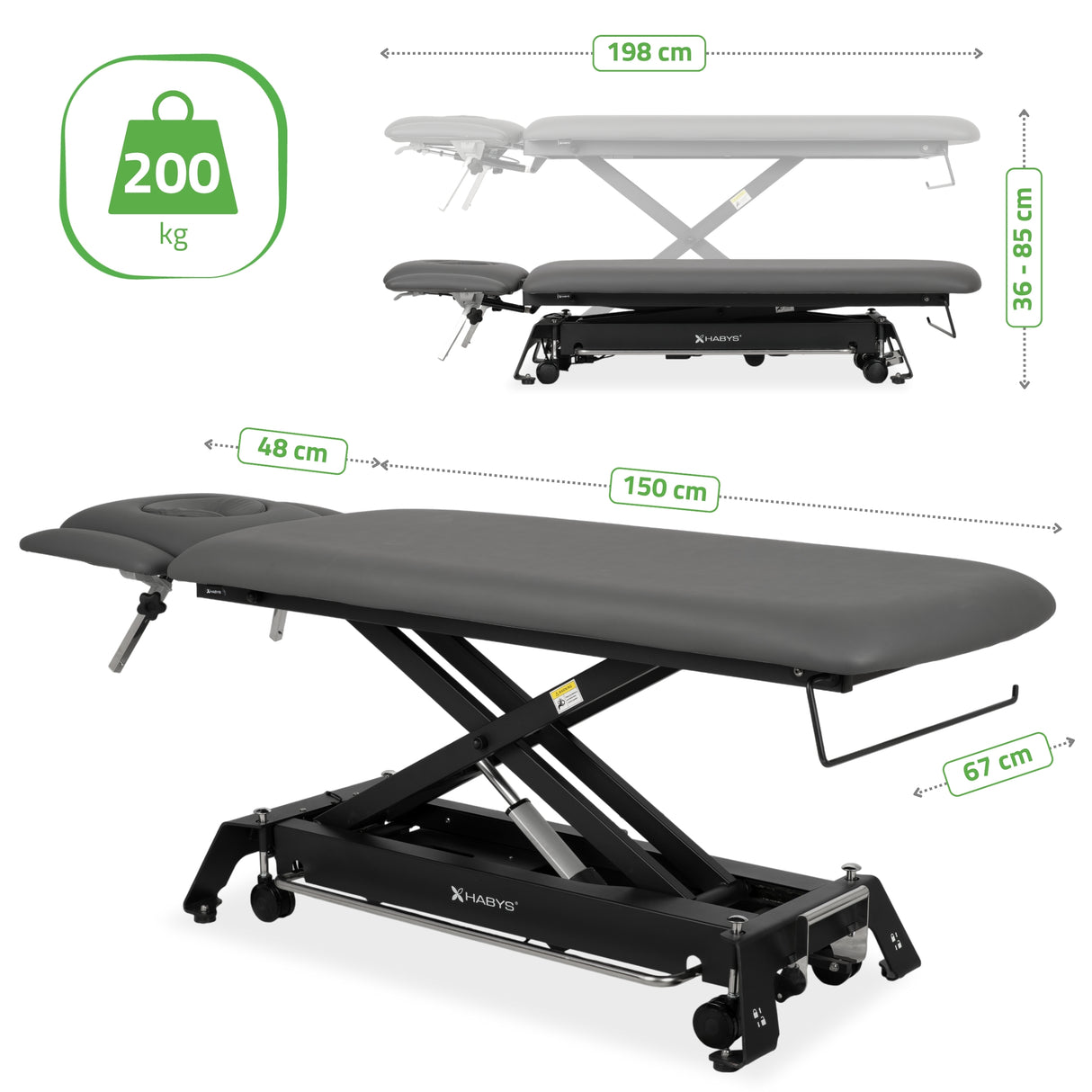 Therapieliege Elektrisch Evero Cross X4 Ergo | 4-Segmente | Steuerrahmen | Grau-Schwarz | 3 Jahre Garantie