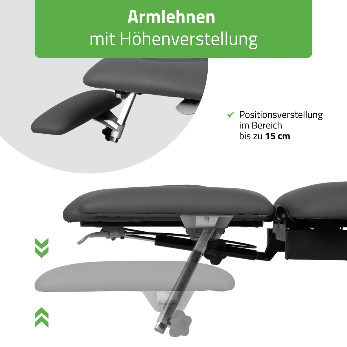 Therapieliege Elektrisch Evero Cross X4 Ergo | 4-Segmente | Steuerrahmen | Grau-Schwarz