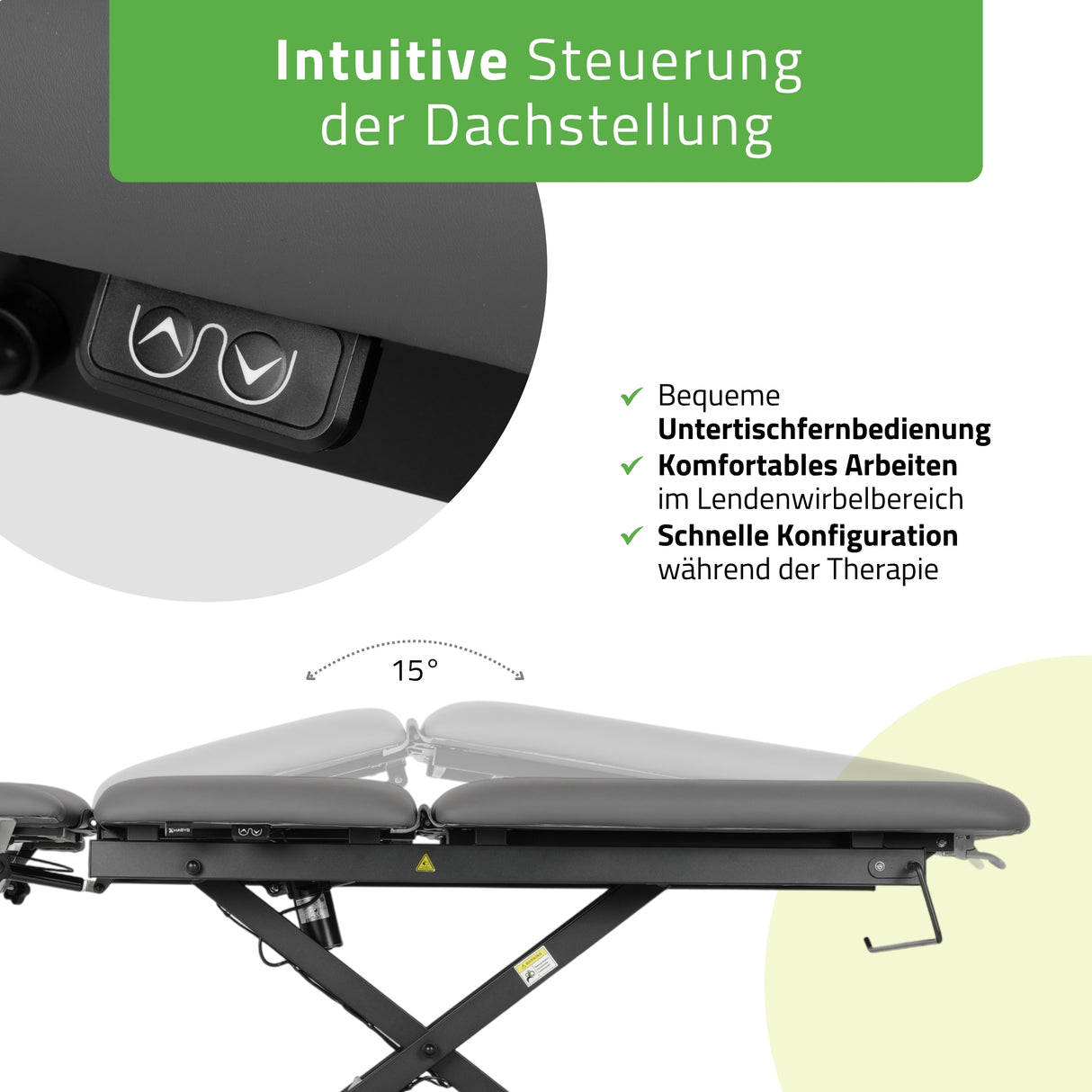 Therapieliege Elektrisch Evero Cross X5 Ergo | 5-Segmente | Steuerrahmen | Grau-Schwarz | 3 Jahre Garantie