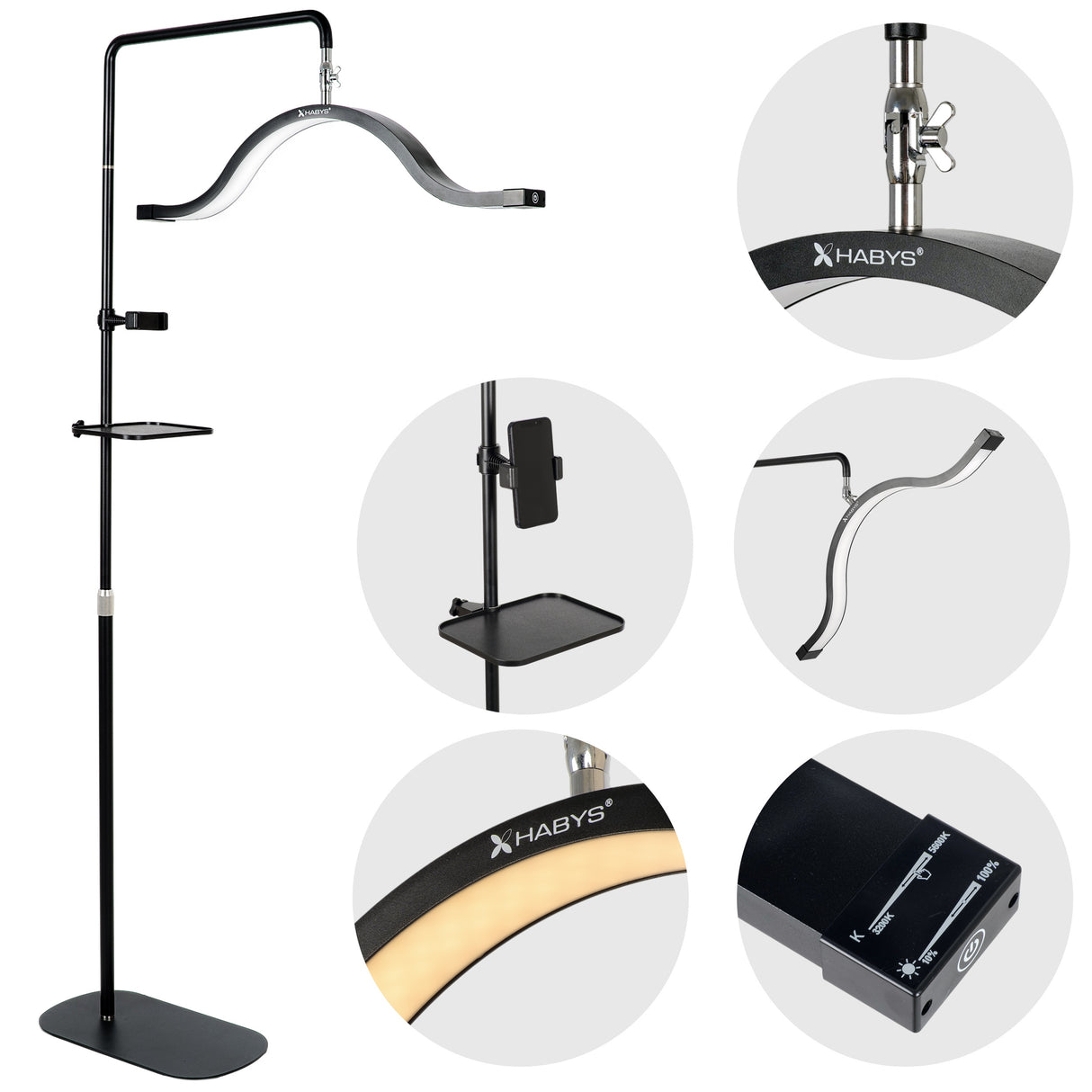 Habys VENA LED-Kosmetiklampe | 45W |  für Wimpern-, Augenbrauenstyling und Permanent Make-up