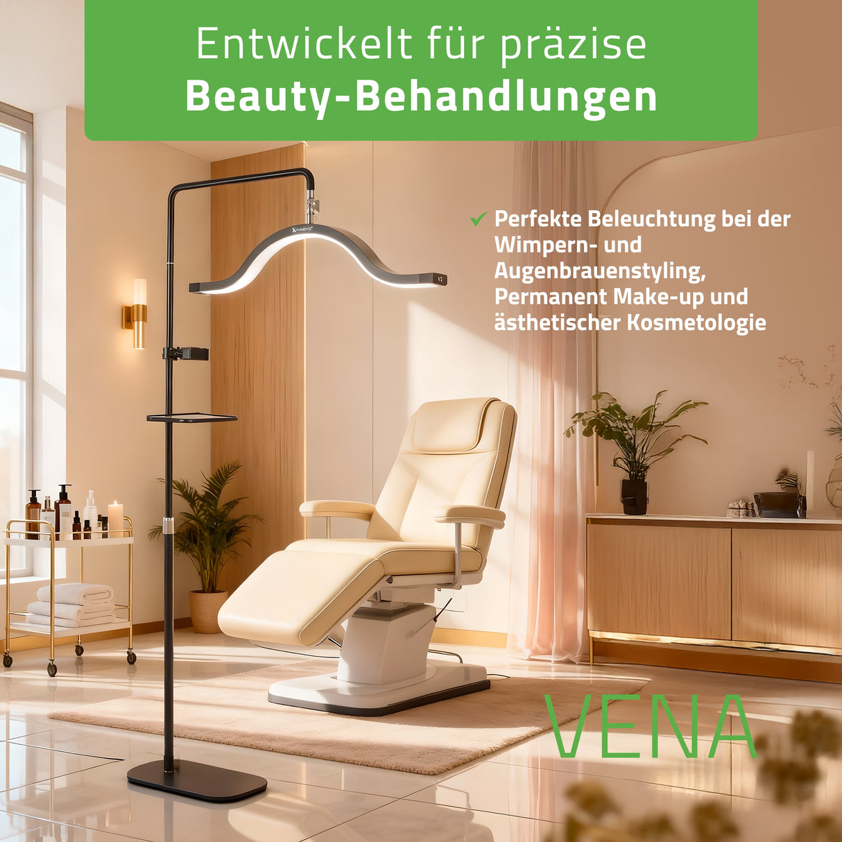 Habys VENA LED-Kosmetiklampe | 45W |  für Wimpern-, Augenbrauenstyling und Permanent Make-up