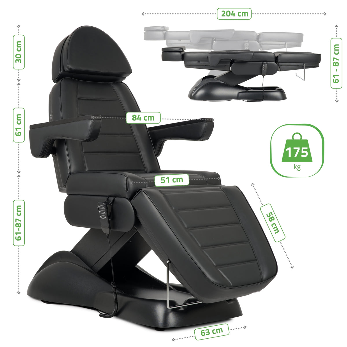 Behandelstoel Elektrisch | Leo PRO 4 | Cosmetische stoel met elektrische verstelling | Handbediening