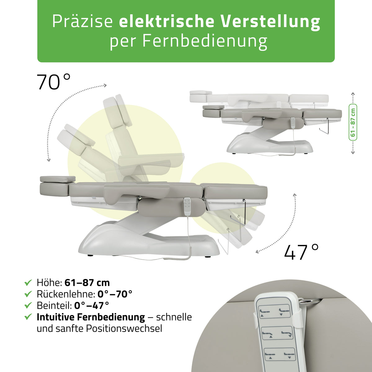 Behandelstoel Elektrisch | Leo PRO 4 | Cosmetische stoel met elektrische verstelling | Handbediening