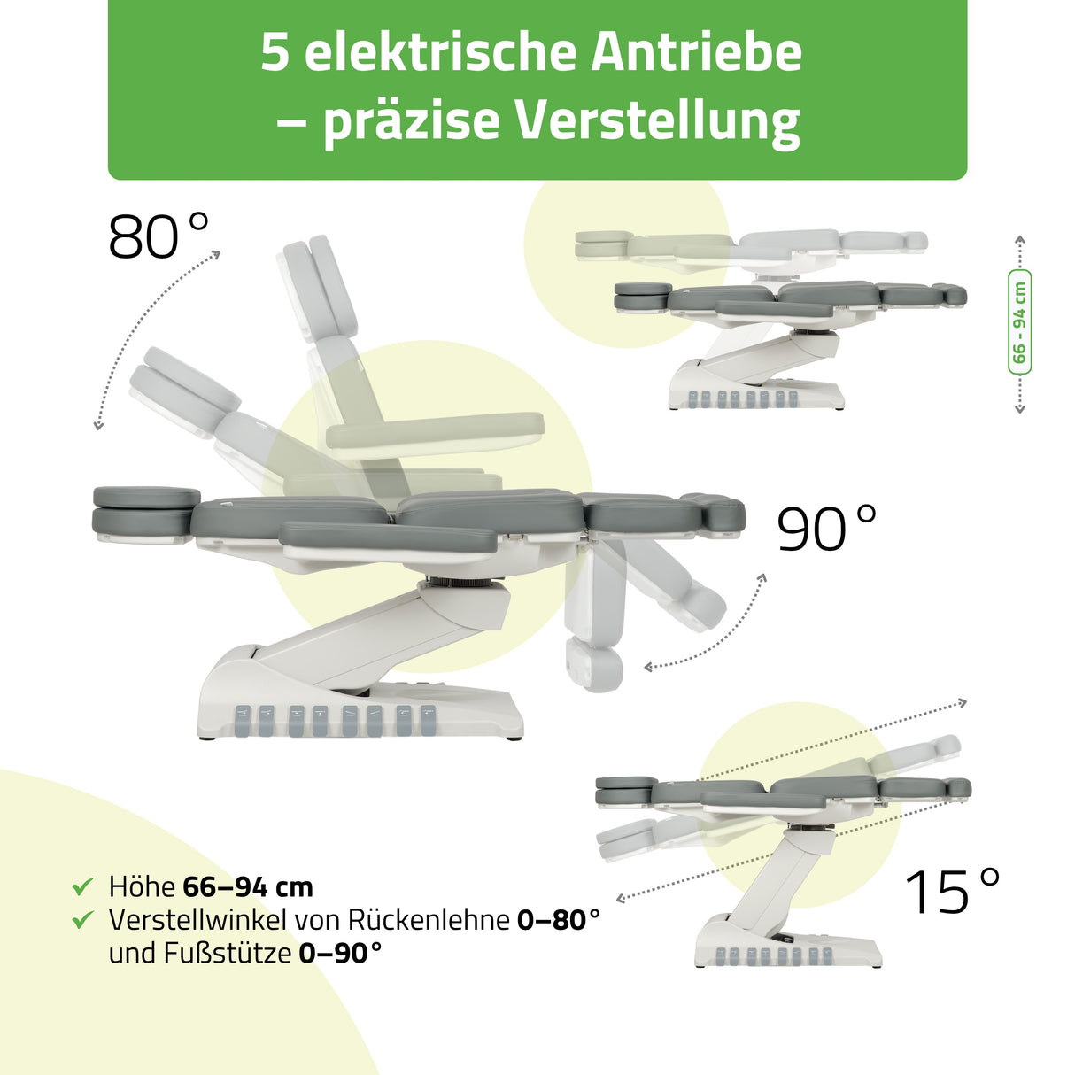 Kosmetikliege Elektrisch | Luxoria PRO 5 | Kosmetiksessel mit elektrischer Verstellung