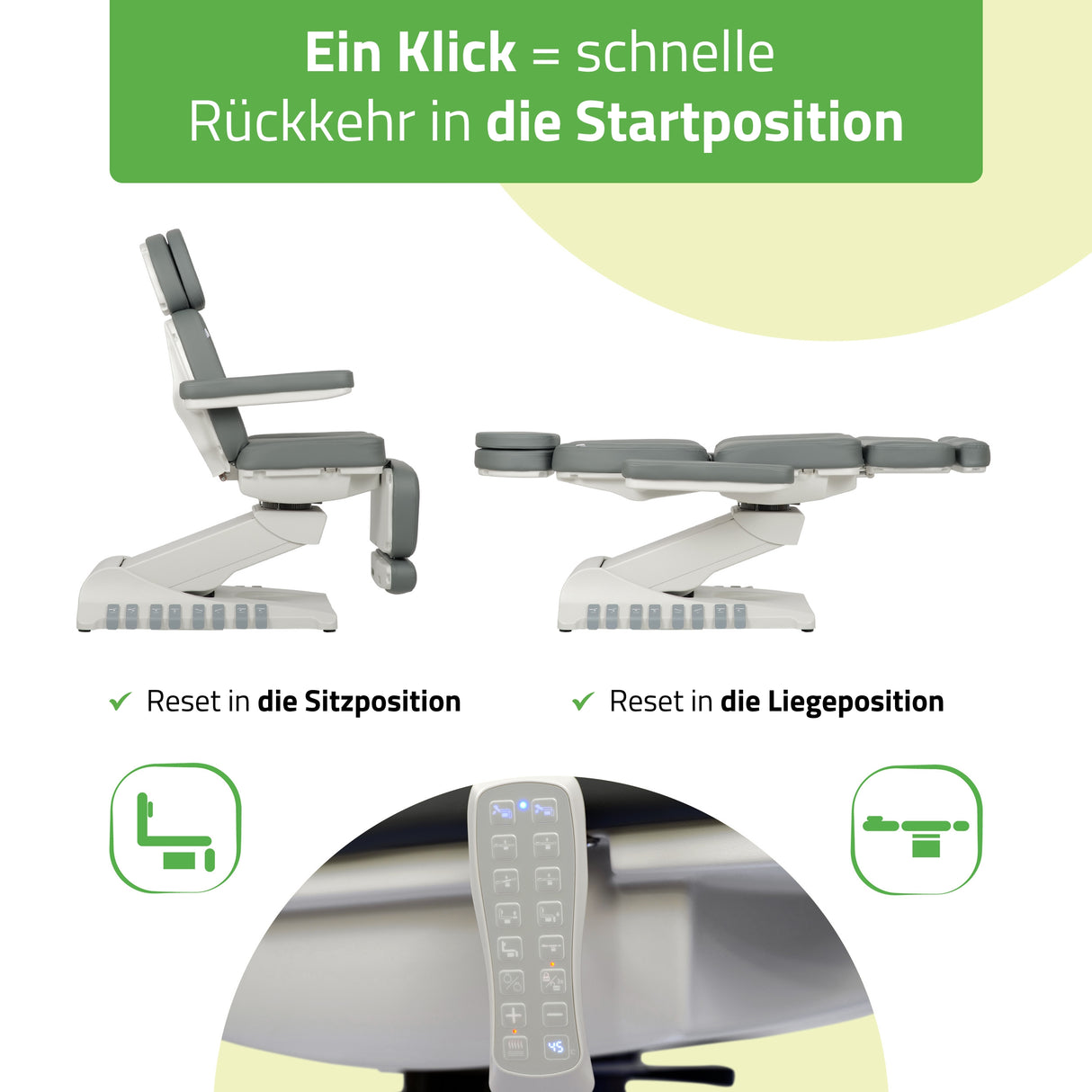 Kosmetikliege Elektrisch | Luxoria PRO 5 | Kosmetiksessel mit elektrischer Verstellung | Grau | 3 Jahre Garantie