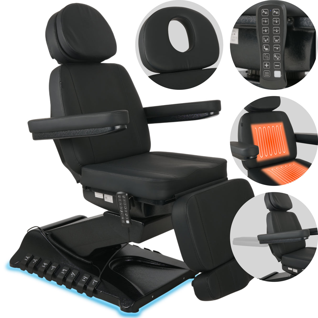 Kosmetikliege Elektrisch | Luxoria PRO 5 | Kosmetiksessel mit elektrischer Verstellung | Schwarz | 3 Jahre Garantie