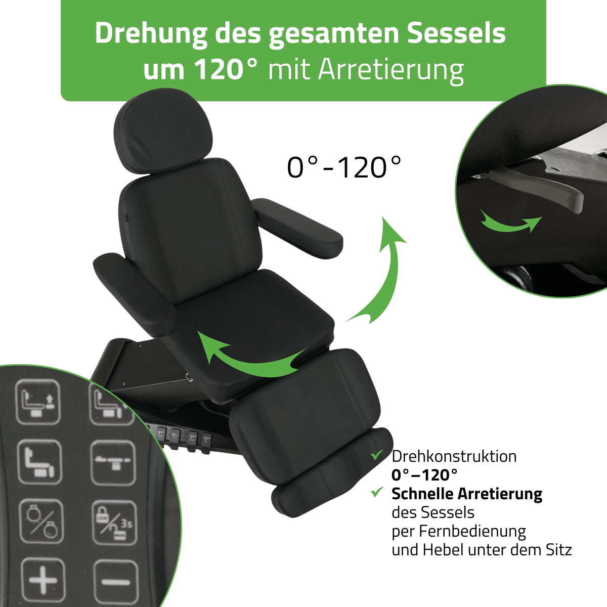 Behandelstoel Elektrisch | Luxoria PRO 5 | Cosmetische tafel met elektrische verstelling | Zwart | 3 Jaar Garantie