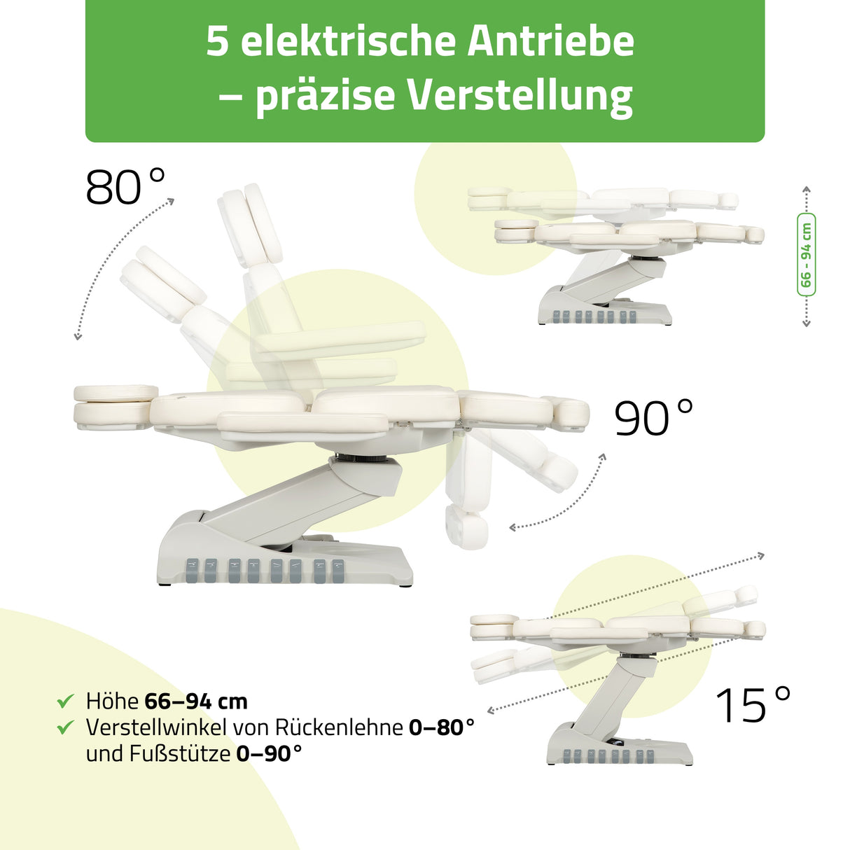 Kosmetikliege Elektrisch | Luxoria PRO 5 | Kosmetiksessel mit elektrischer Verstellung