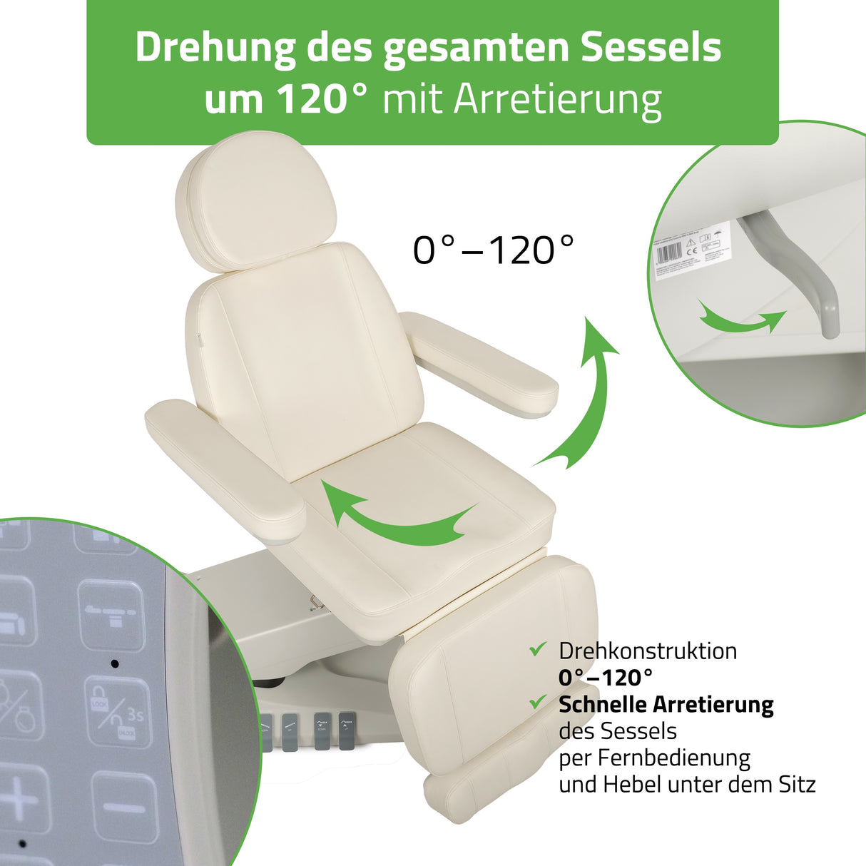Kosmetikliege Elektrisch | Luxoria PRO 5 | Kosmetiksessel mit elektrischer Verstellung