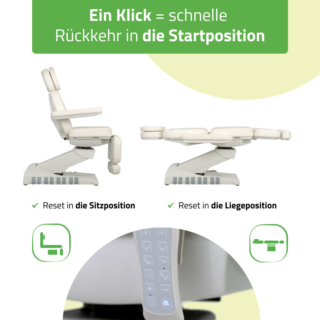 Kosmetikliege Elektrisch | Luxoria PRO 5 | Kosmetiksessel mit elektrischer Verstellung