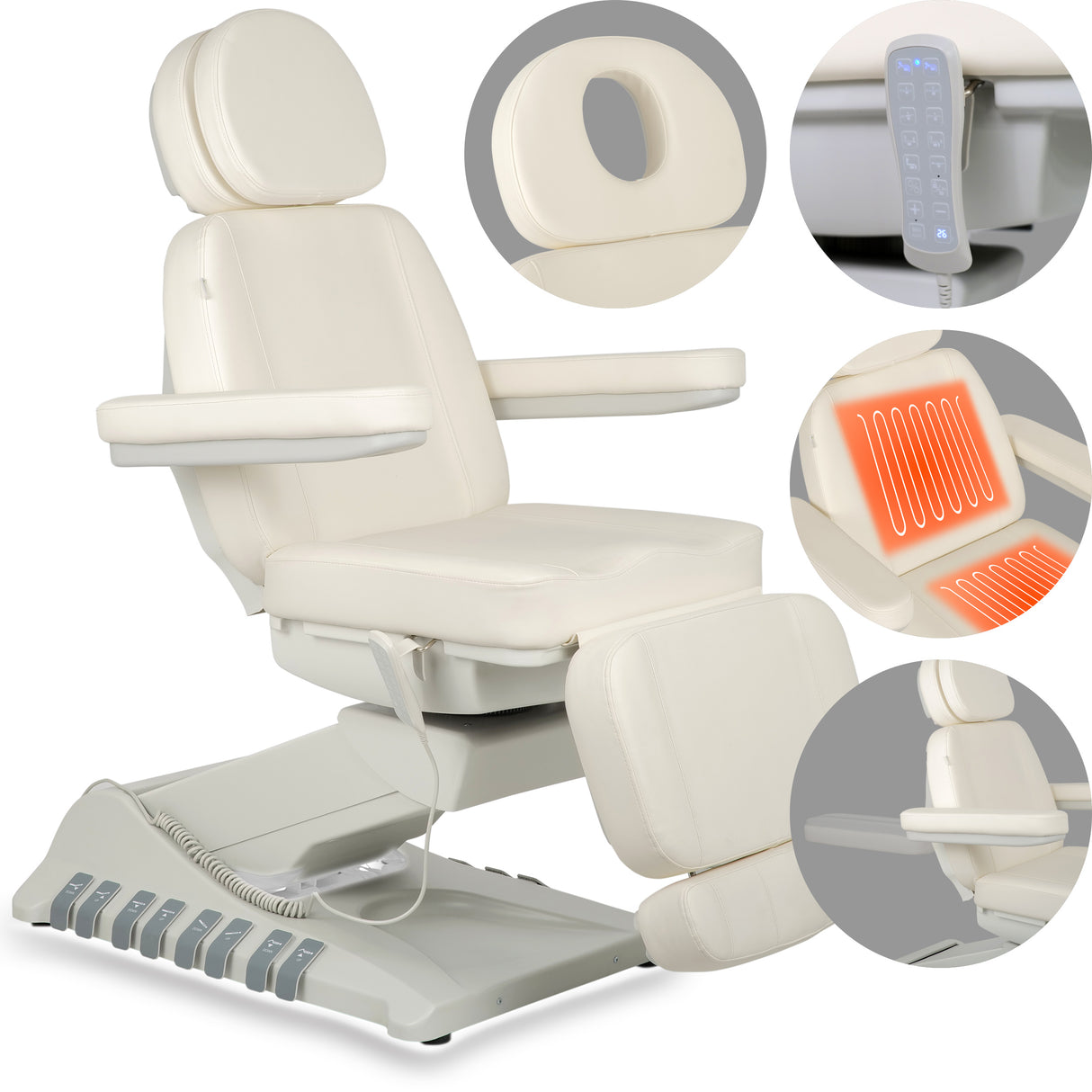 Kosmetikliege Elektrisch | Luxoria PRO 5 | Kosmetiksessel mit elektrischer Verstellung | Weiß | 3 Jahre Garantie